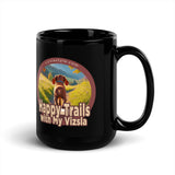 Happy Trails Puppy w/ Puppy Face - Black Glossy Mug