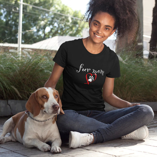 Fur Mom T-Shirt — Cute Heart & Puppy Paw Tee for Dog Lovers