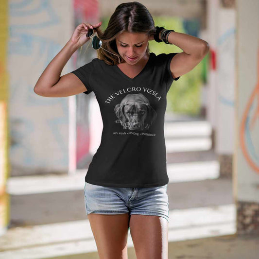 Velcro Vizsla T-Shirt — "90% Vizsla 10% Dog 0% Distance"