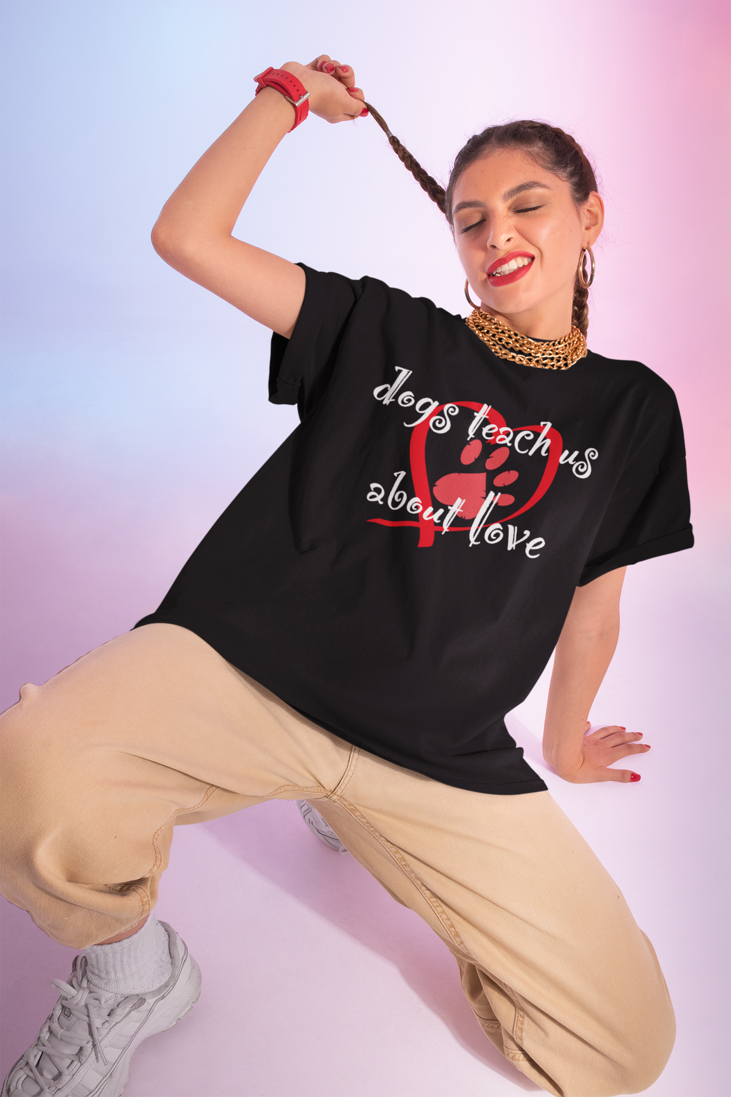 Dogs Teach Us About Love Heart Paw Print T-Shirt