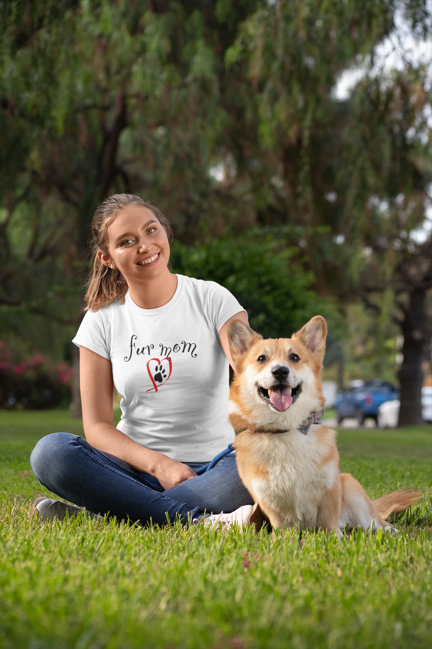 Fur Mom T-Shirt — Cute Heart & Puppy Paw Tee for Dog Lovers