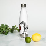 Vizsla Style Puppy with Logo - Stainless steel water bottle in white