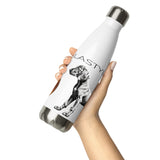 Vizsla Style Puppy ver 2 with Logo - Stainless steel water bottle in White