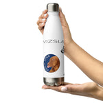 Vizsla Style Puppy ver 2 with Logo - Stainless steel water bottle in White