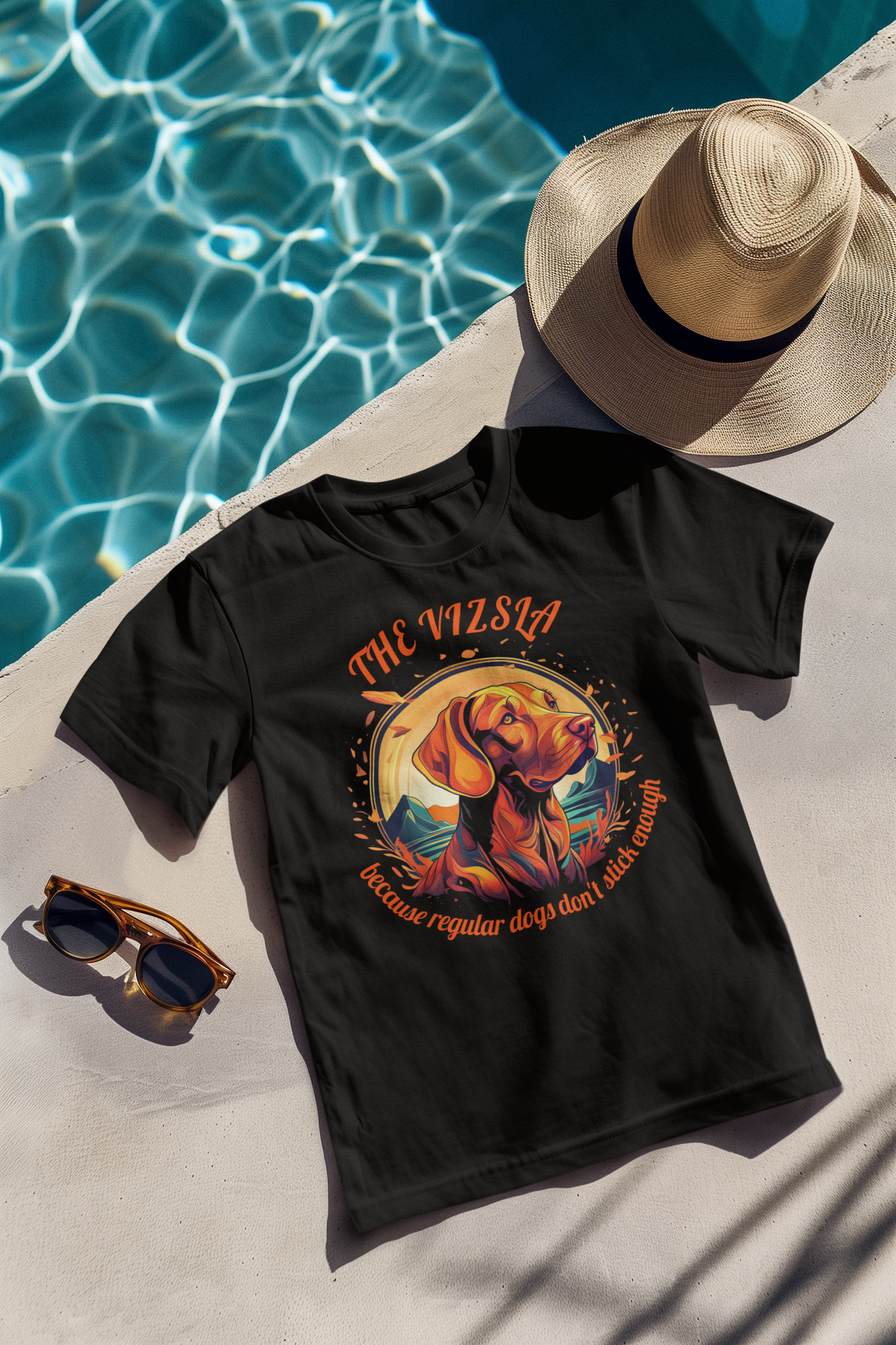 Vizsla Dog T-Shirt — "The Vizsla: Because Regular Dogs Don't Stick Enough"