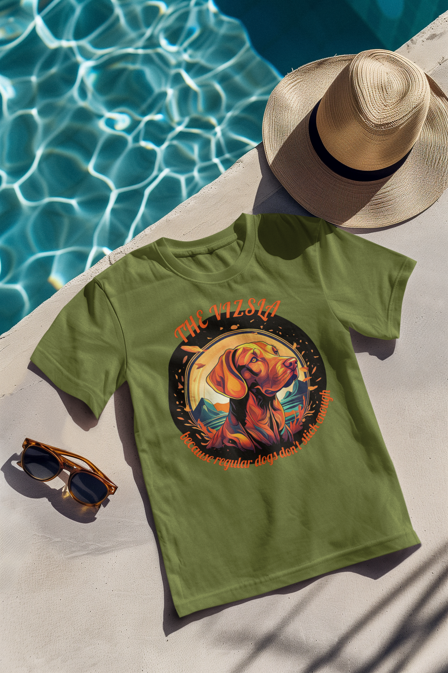 Vizsla Dog T-Shirt — "The Vizsla: Because Regular Dogs Don't Stick Enough"