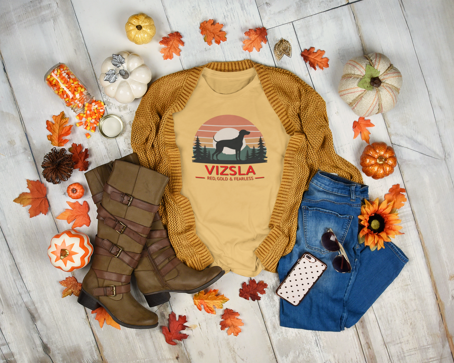 Vizsla Mountain Tee — "VIZSLA - Red, Gold & Fearless"