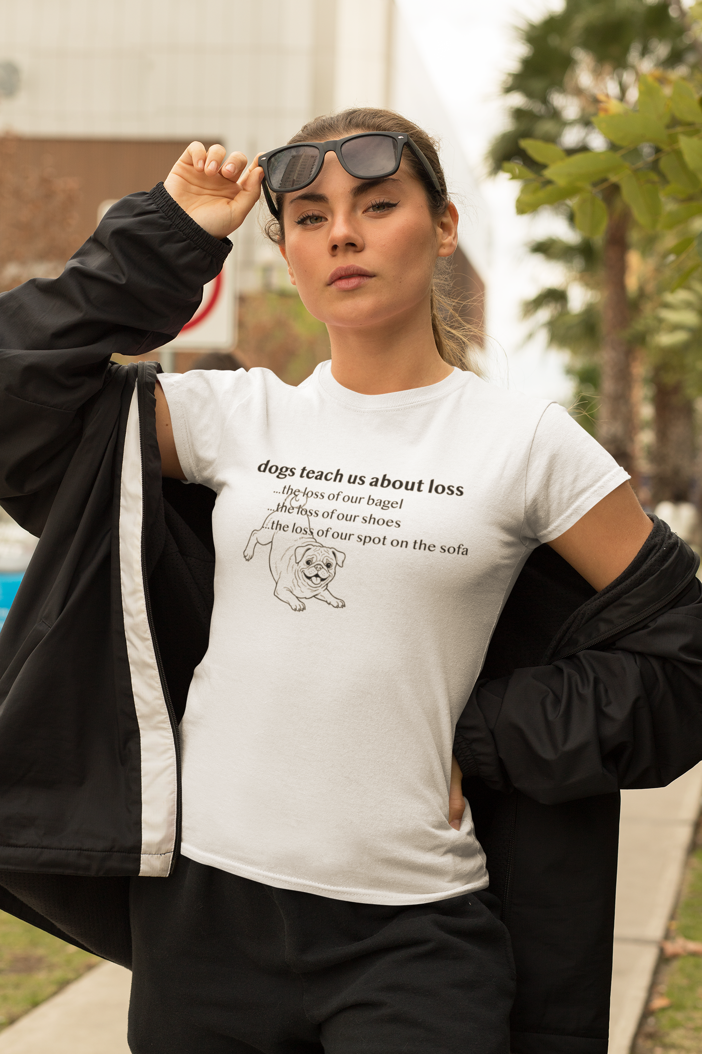 Pug Dog Tee — "Dogs Teach Us About Loss" Funny Dog Lover T-Shirt