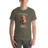 She's Not A What... She's A Vizsla (in Color) All Around Sports T-shirt (Lt Text)