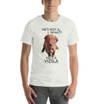 He's Not A What... He's A Vizsla (in Color) - All Around Sports T-shirt (Dk Text)