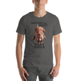 She's Not A What... She's A Vizsla (in Color) All Around Sports T-shirt (Dk Text)