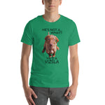 He's Not A What... He's A Vizsla (in Color) - All Around Sports T-shirt (Dk Text)