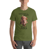 She's Not A What... She's A Vizsla (in Color) All Around Sports T-shirt (Dk Text)