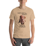 She's Not A What... She's A Vizsla (in Color) All Around Sports T-shirt (Dk Text)