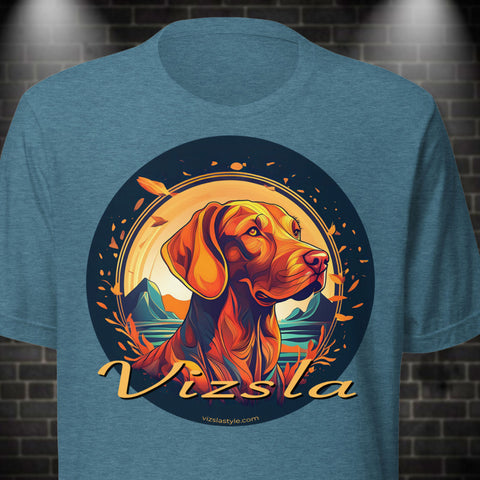 Vizsla Style Glorious Fall Vizsla Unisex T-Shirt - Vizsla Dog Face in Vintage Colors
