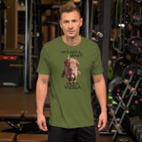 He's Not A What... He's A Vizsla (in Color) - All Around Sports T-shirt (Dk Text)