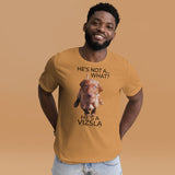 He's Not A What... He's A Vizsla (in Color) - All Around Sports T-shirt (Dk Text)
