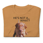 He's Not A What... He's A Vizsla (in Color) - All Around Sports T-shirt (Dk Text)