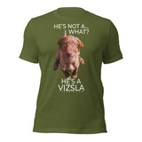 He's Not A What... He's A Vizsla (in Color) - All Around Sports T-shirt (Lt Text)