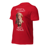 He's Not A What... He's A Vizsla (in Color) - All Around Sports T-shirt (Lt Text)
