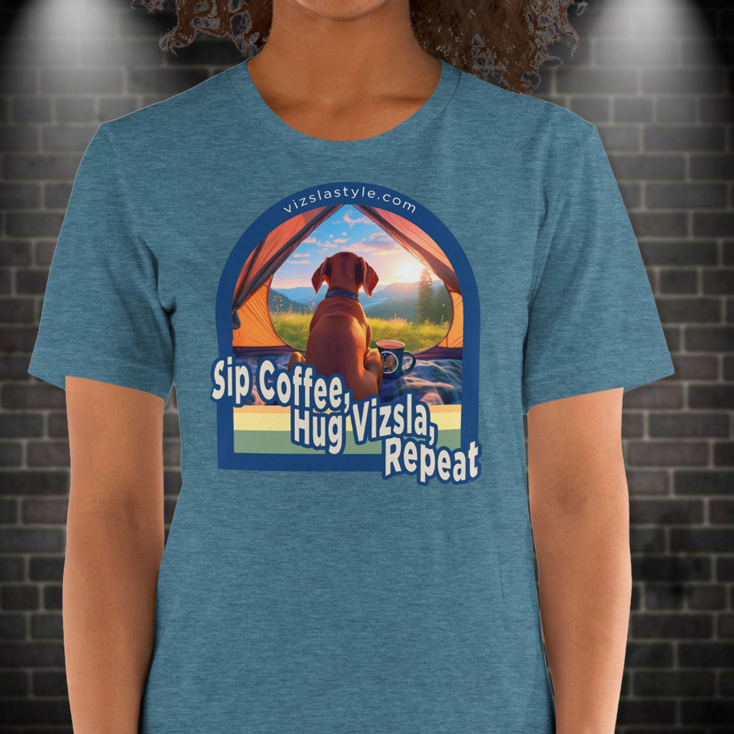 Sip Coffee, Hug Vizsla, Repeat! t-shirt