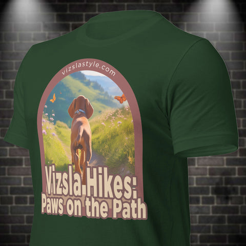 Vizsla Hikes: Paws On The Path Dog t-shirt