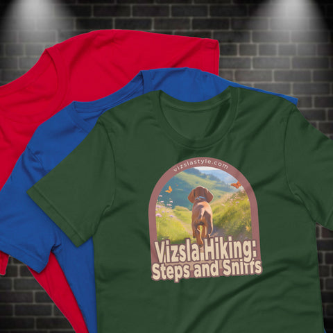 Vizsla Hiking: Steps And Sniffs Dog t-shirt