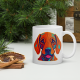 He's Not A What! with Vizsla Style Puppy  White Glossy Mug