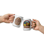 Vizsla Hikes: Paws On The Path w/ He's Not A What? Wild Look - White glossy mug