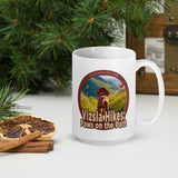 Vizsla Hikes: Paws On The Path w/ He's Not A What? Wild Look - White glossy mug