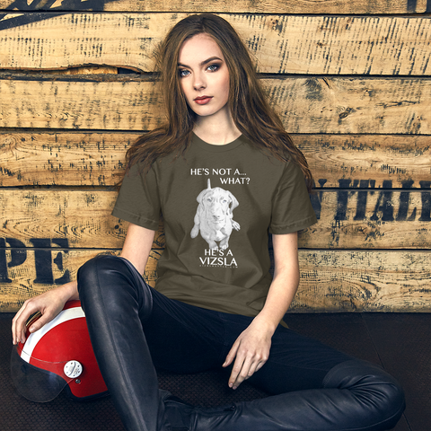 He's Not A What... He's A Vizsla - All Around Sports T-shirt (Lt Text)