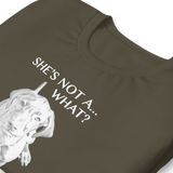 She's Not A What... She's A Vizsla All Around Sports T-shirt (Lt Text)