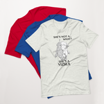 She's Not A What... She's A Vizsla! All Around Sports T-shirt (Dk Text)