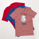 She's Not A What... She's A Vizsla! All Around Sports T-shirt (Dk Text)