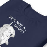 She's Not A What... She's A Vizsla All Around Sports T-shirt (Lt Text)