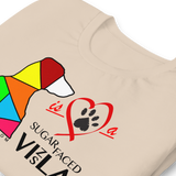 Love is a Sugar Faced Vizsla - All Around Sports T-shirt (Dk Text)