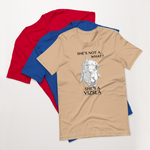 She's Not A What... She's A Vizsla! All Around Sports T-shirt (Dk Text)