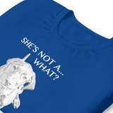 She's Not A What... She's A Vizsla All Around Sports T-shirt (Lt Text)