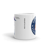 Lake Coeur d'Alene in Blue with Vizsla Style Logo White Glossy Mug