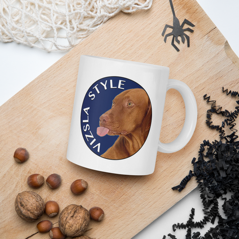 He's not a what? He's a Vizsla white 11oz. ceramic mug with the VizslaStyle Logo - Halloween image