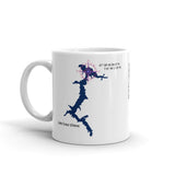 Lake Coeur d'Alene in Blue with Vizsla Style Logo White Glossy Mug