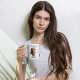 He's not a what? He's a Vizsla 11oz. white ceramic mug with girl holding mug